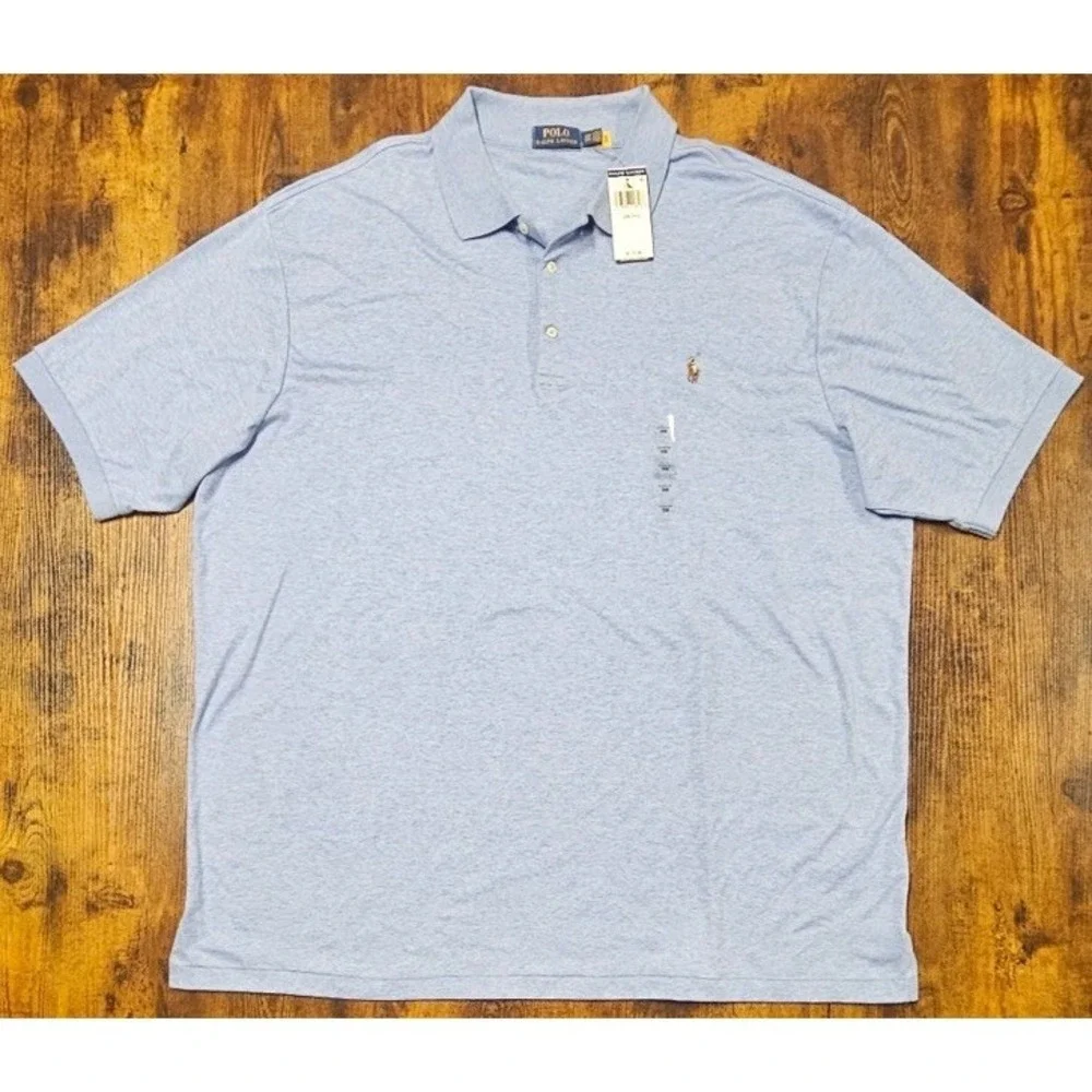 Polo Ralph Lauren Shirt Men's 3XB Blue Flesh Pony Cotton Casual Short Sleeve NWT